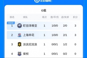 上海申花亞冠首戰(zhàn)告捷，為何小組排名第二？